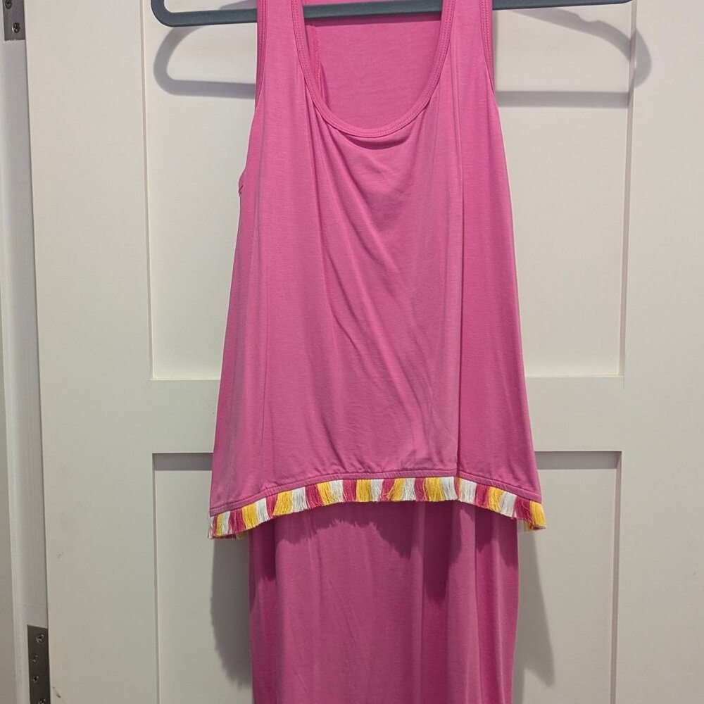 Trina Turk Pink Fusion Richmond Tassel popover dress